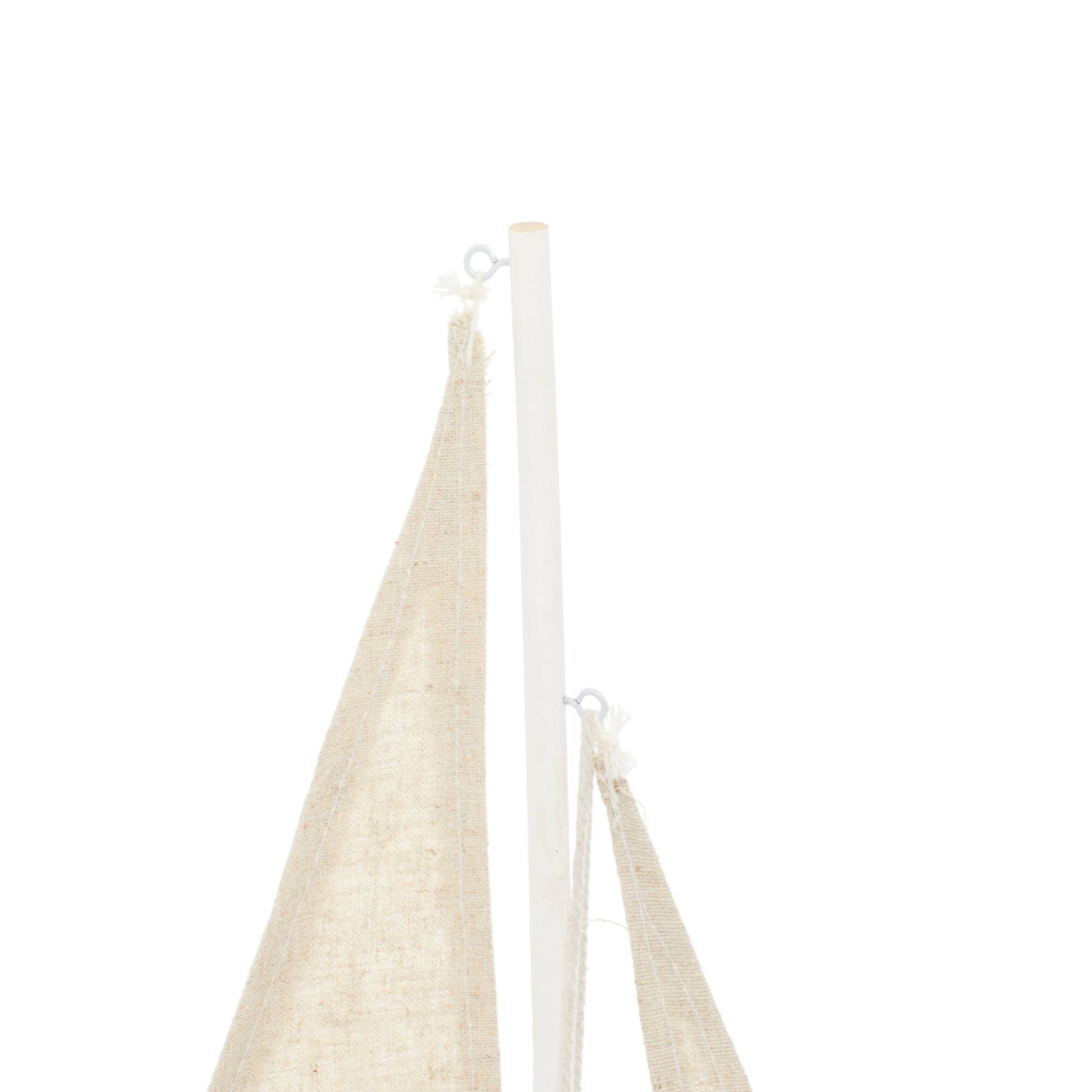 22" Brown Wood Coastal Sailboat Sculpture